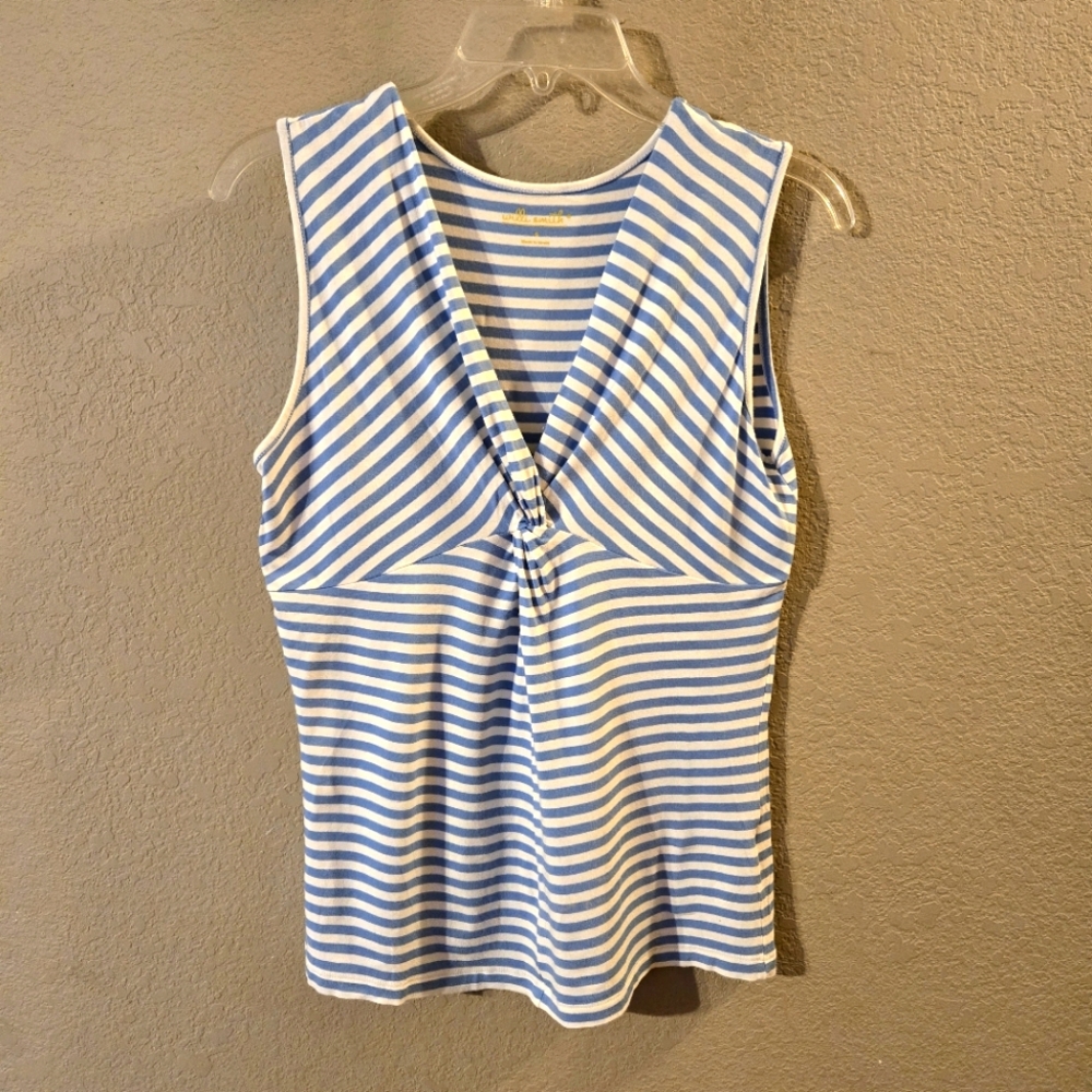 Willi Smith Womens Blue & White Striped‎ Sleeveless Baby Doll Top Size Small